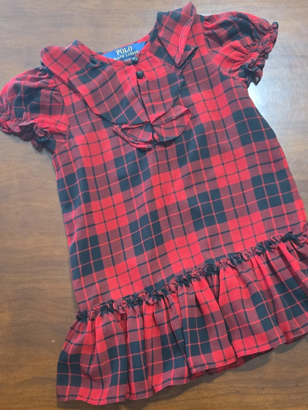 Polo Ralph Lauren Red & Black Plaid Ruffle Dress